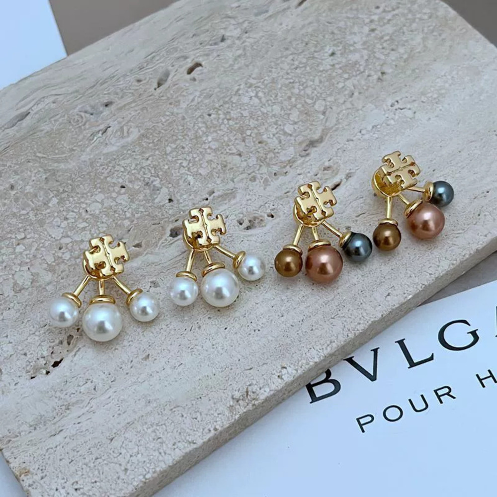 Tory Burch Pearl Stud Earrings Removable Metal